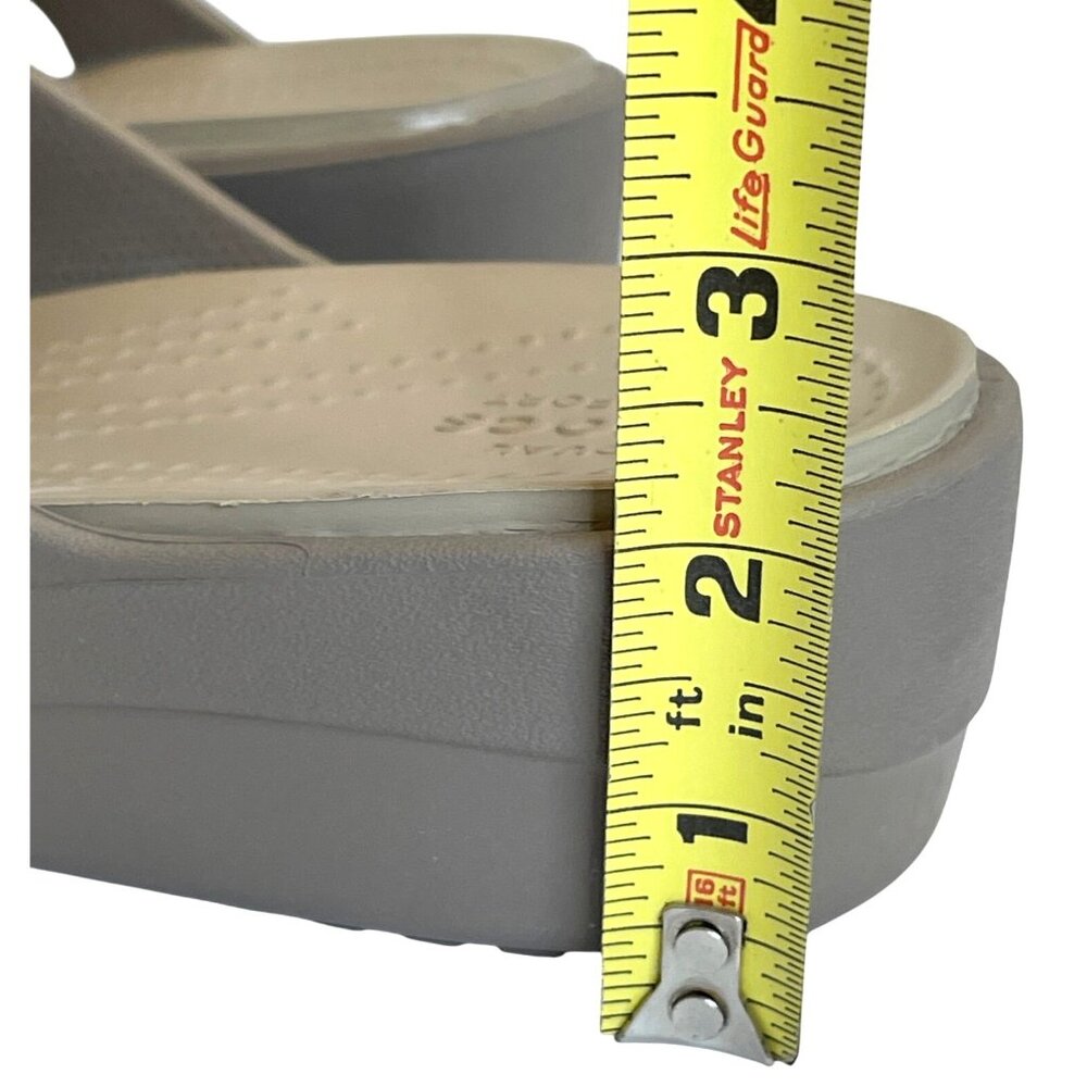 Crocs Sandal Wedge Strap Slides Slip on Water Shoes Flip Flop Size 10 Khaki Tan - Picture 7 of 8